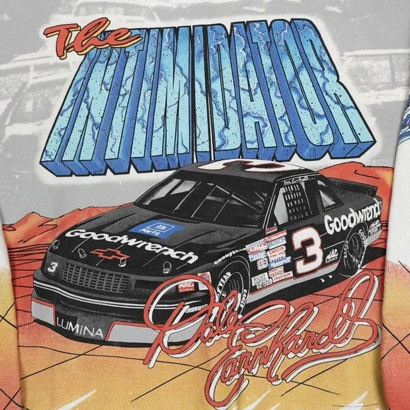 Vntg Dale Earnhardt Sweater Adult Large Intimidator All Over Print 90's NASCAR